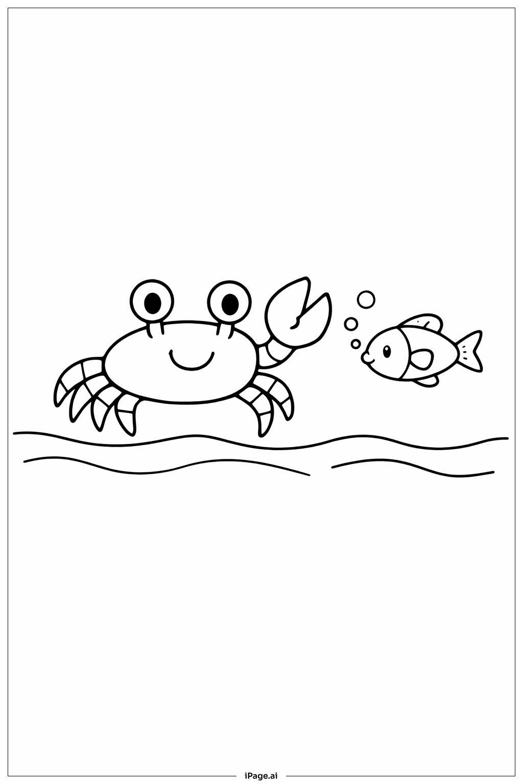  Página para colorir de Caranguejo com Peixinho 