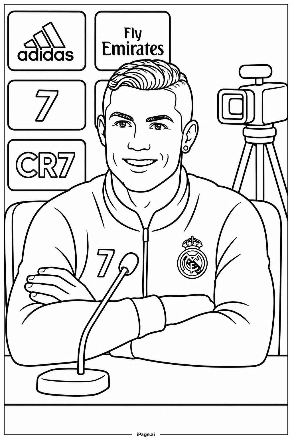 Cristiano Ronaldo At Press Conference Coloring Page