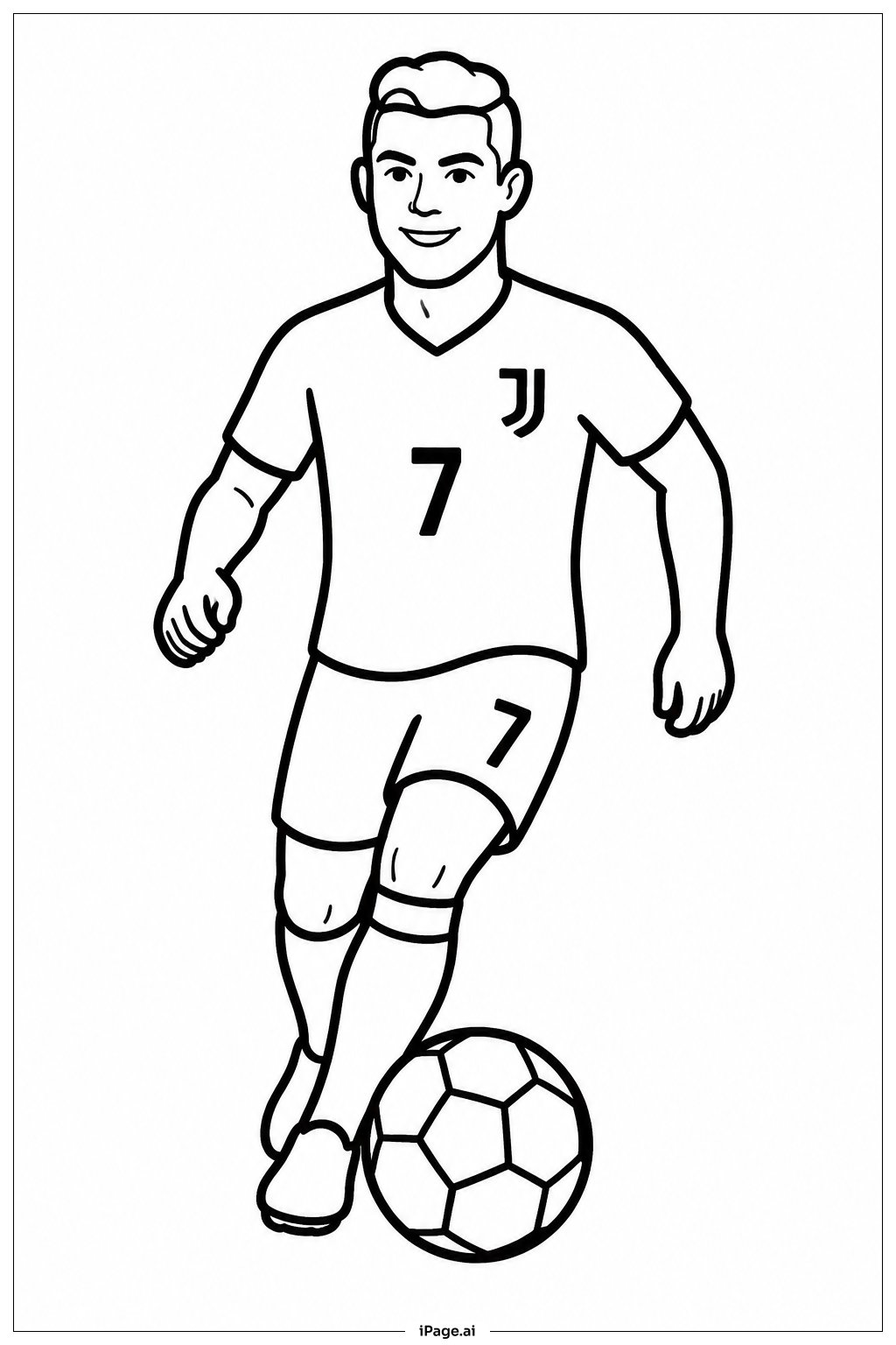 Cristiano Ronaldo Ball Dribble Coloring Page