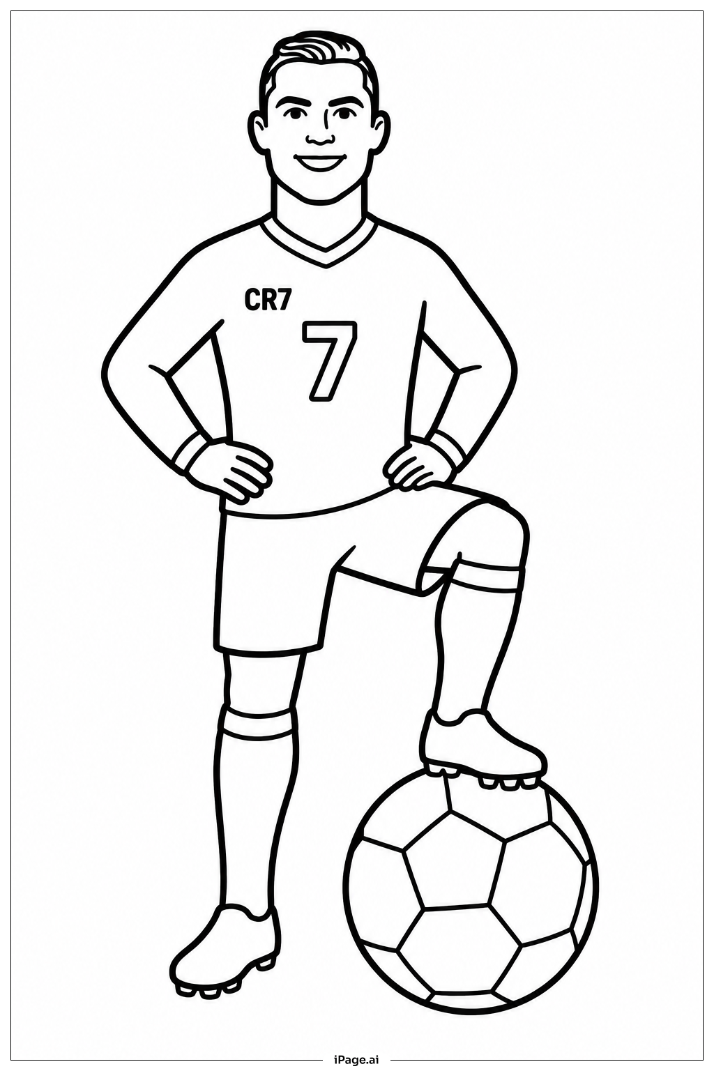 Página para colorear de Cristiano Ronaldo Ball Under Foot