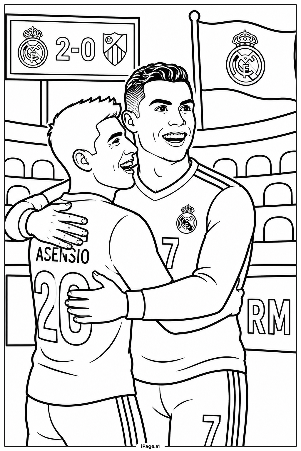 Cristiano Ronaldo Celebrating With Teammate Coloring Page