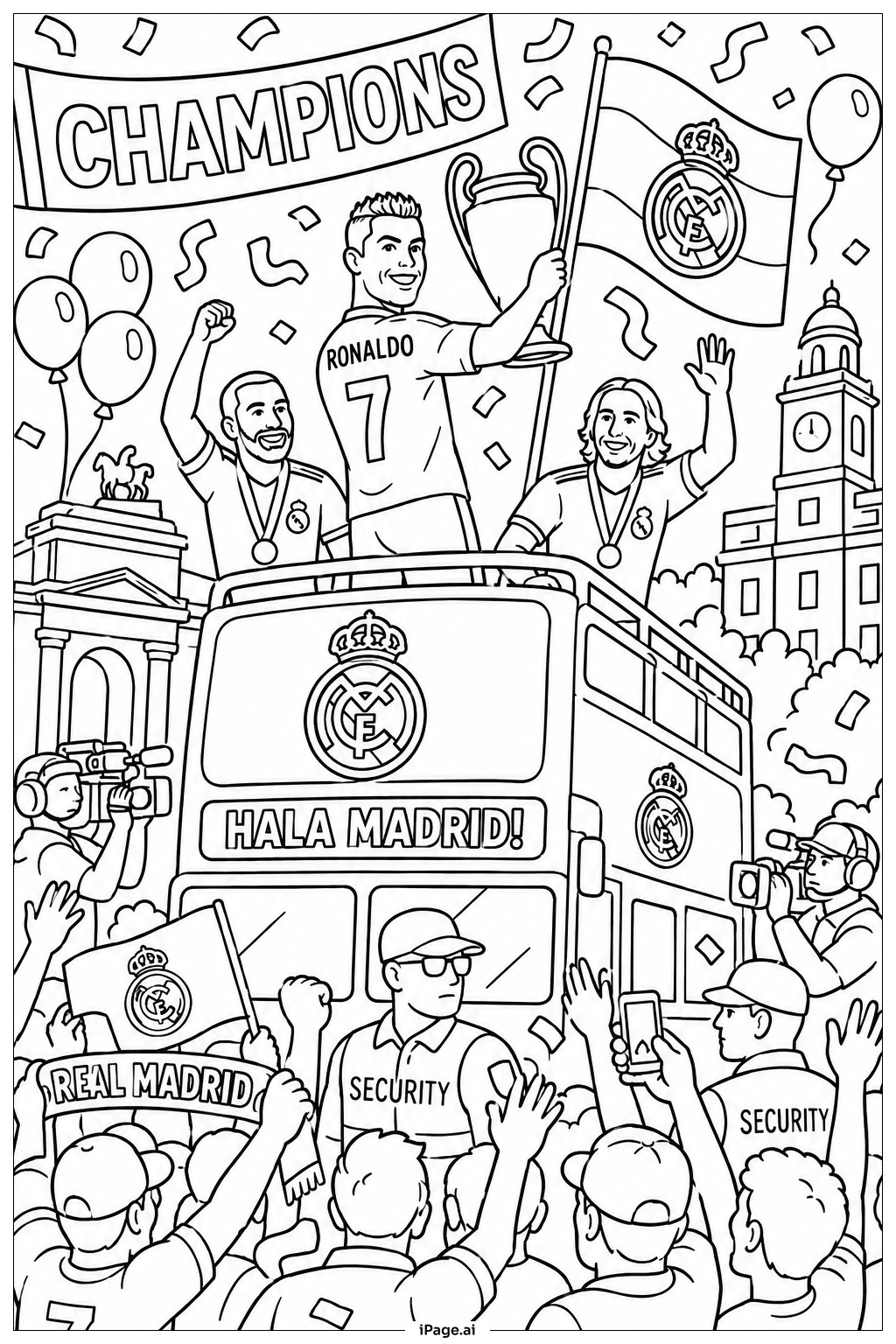 Cristiano Ronaldo Historic Trophy Parade Coloring Page