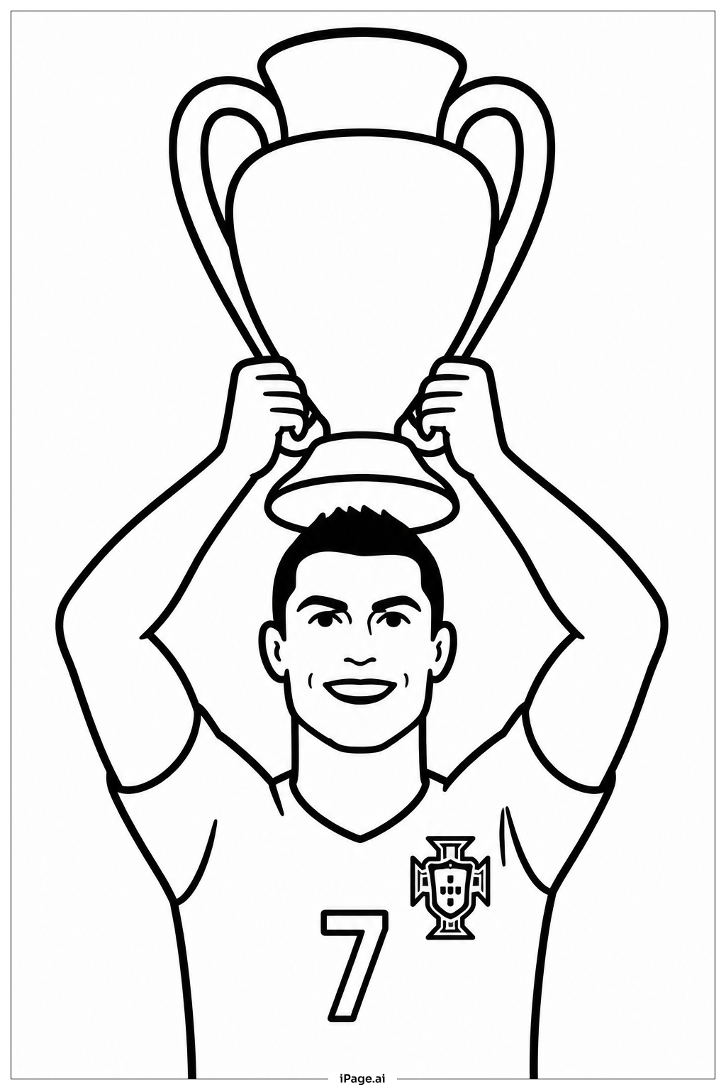 Cristiano Ronaldo Holding Trophy Coloring Page