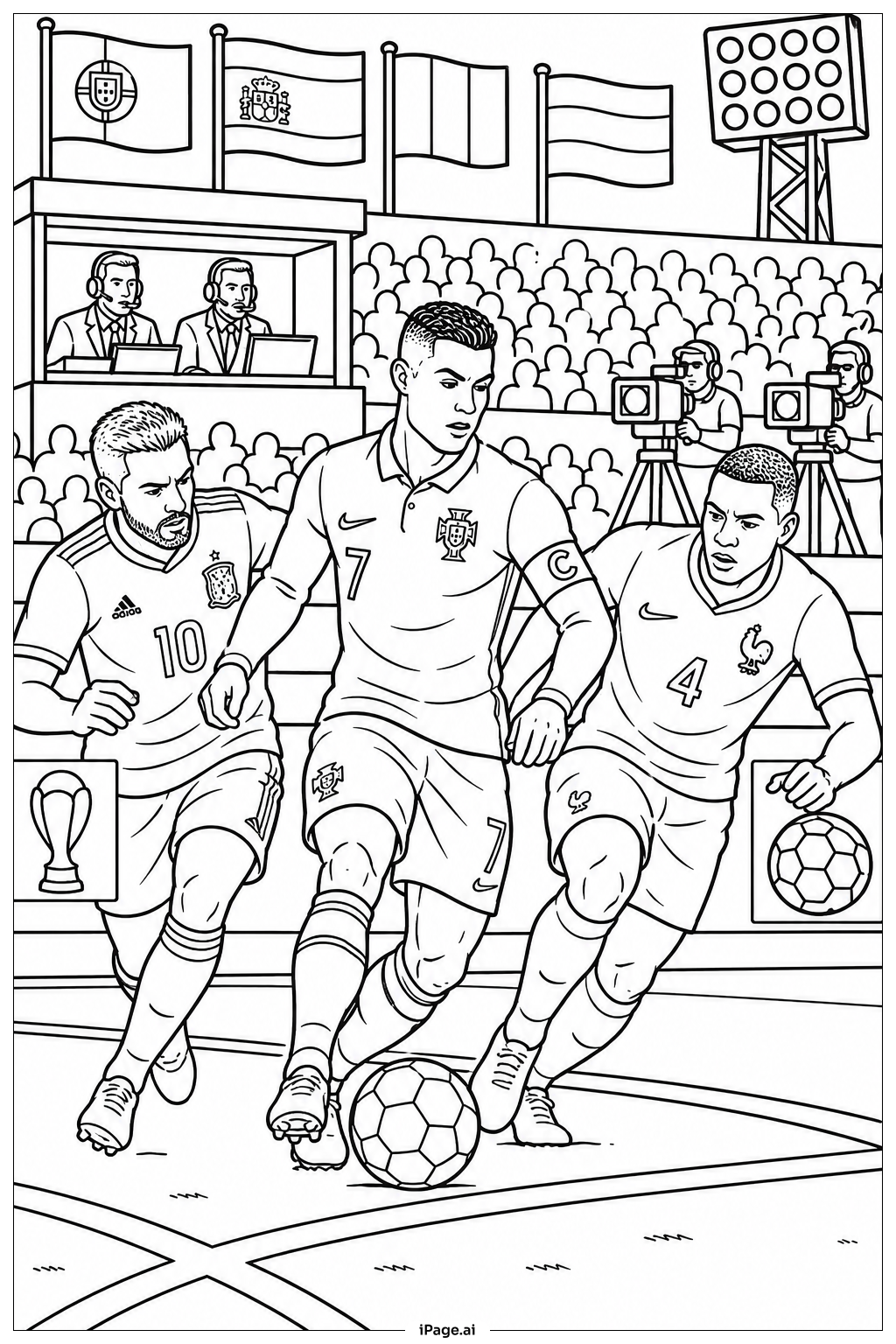 Trang tô màu Cuộc Đụng Độ Đội Tuyển Quốc Tế Cristiano Ronaldo