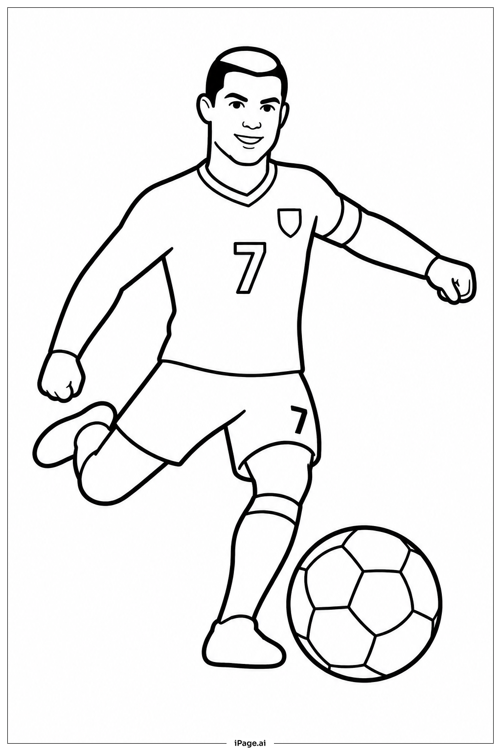 Cristiano Ronaldo Kicking Ball Coloring Page