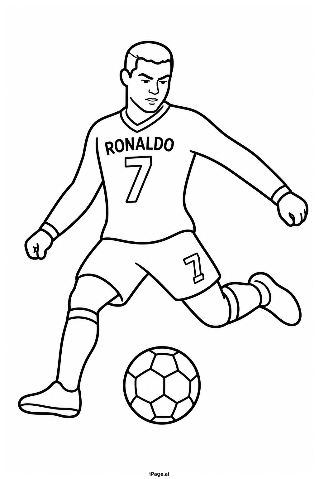 Página para colorear de Cristiano Ronaldo listo para disparar