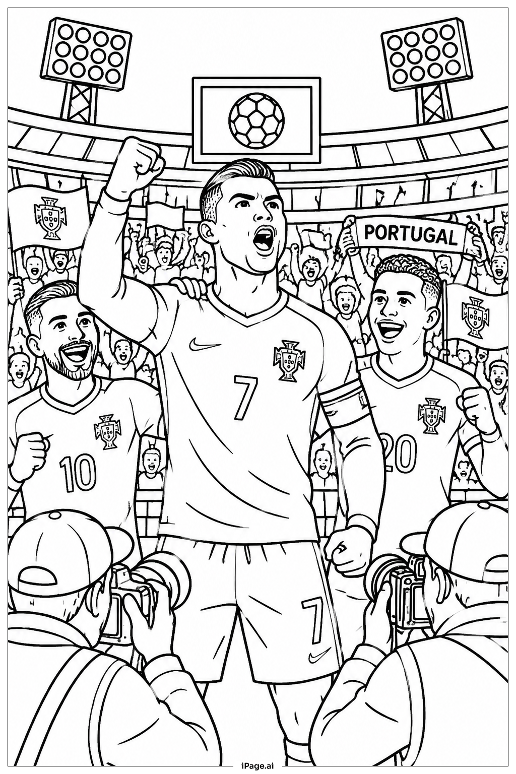 Cristiano Ronaldo Stadium Night Victory Coloring Page