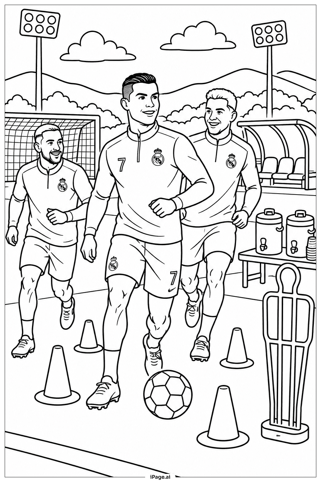 Trang tô màu Cristiano Ronaldo Training Camp Scene