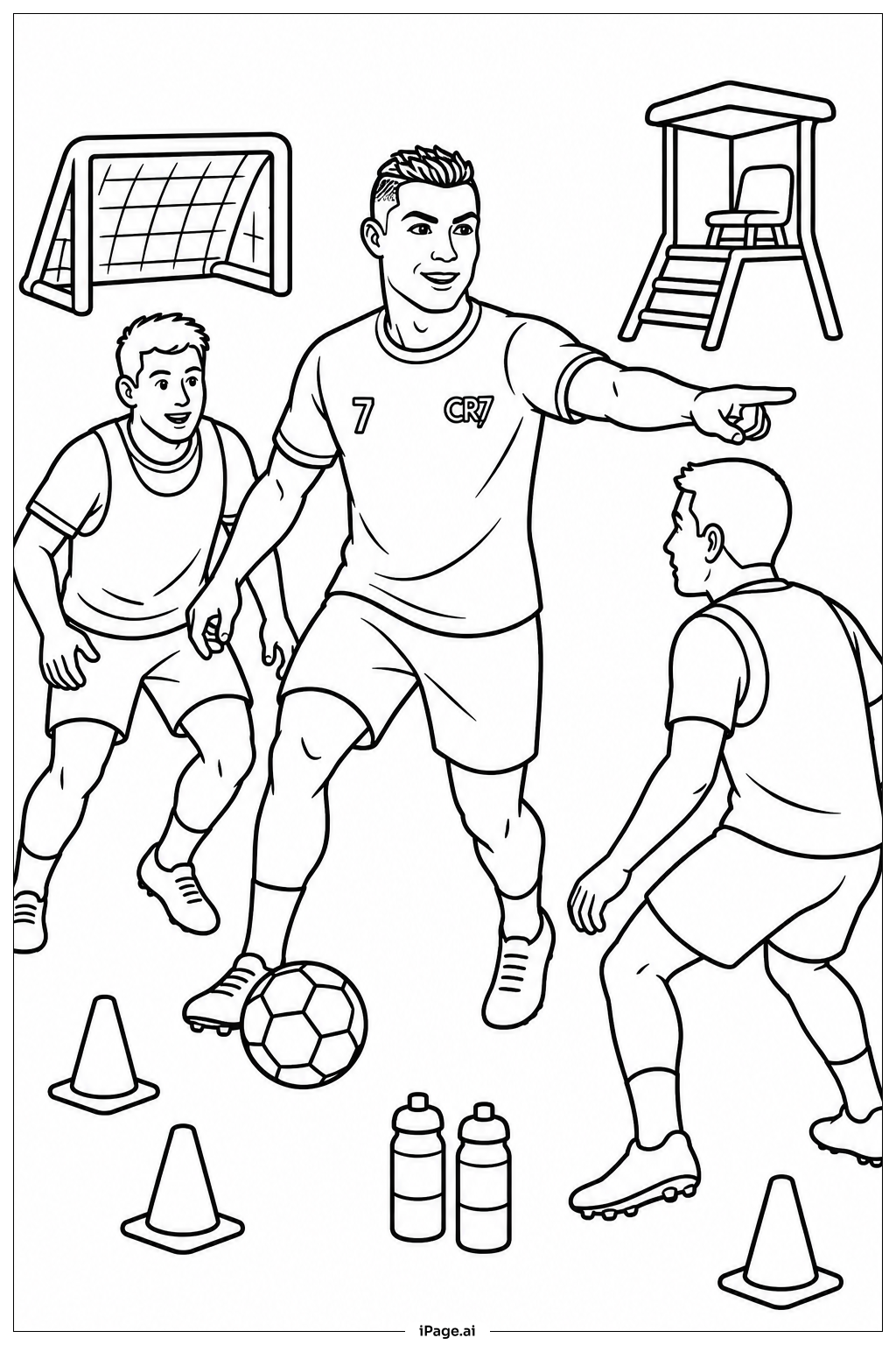  Página para colorear de Cristiano Ronaldo Training Drills Group 