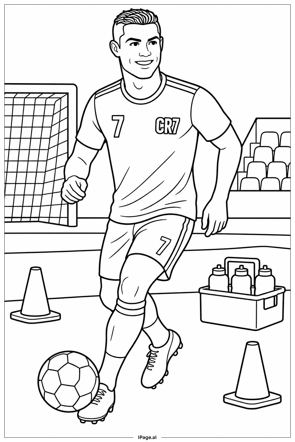Cristiano Ronaldo Training Field Scene Coloring Page
