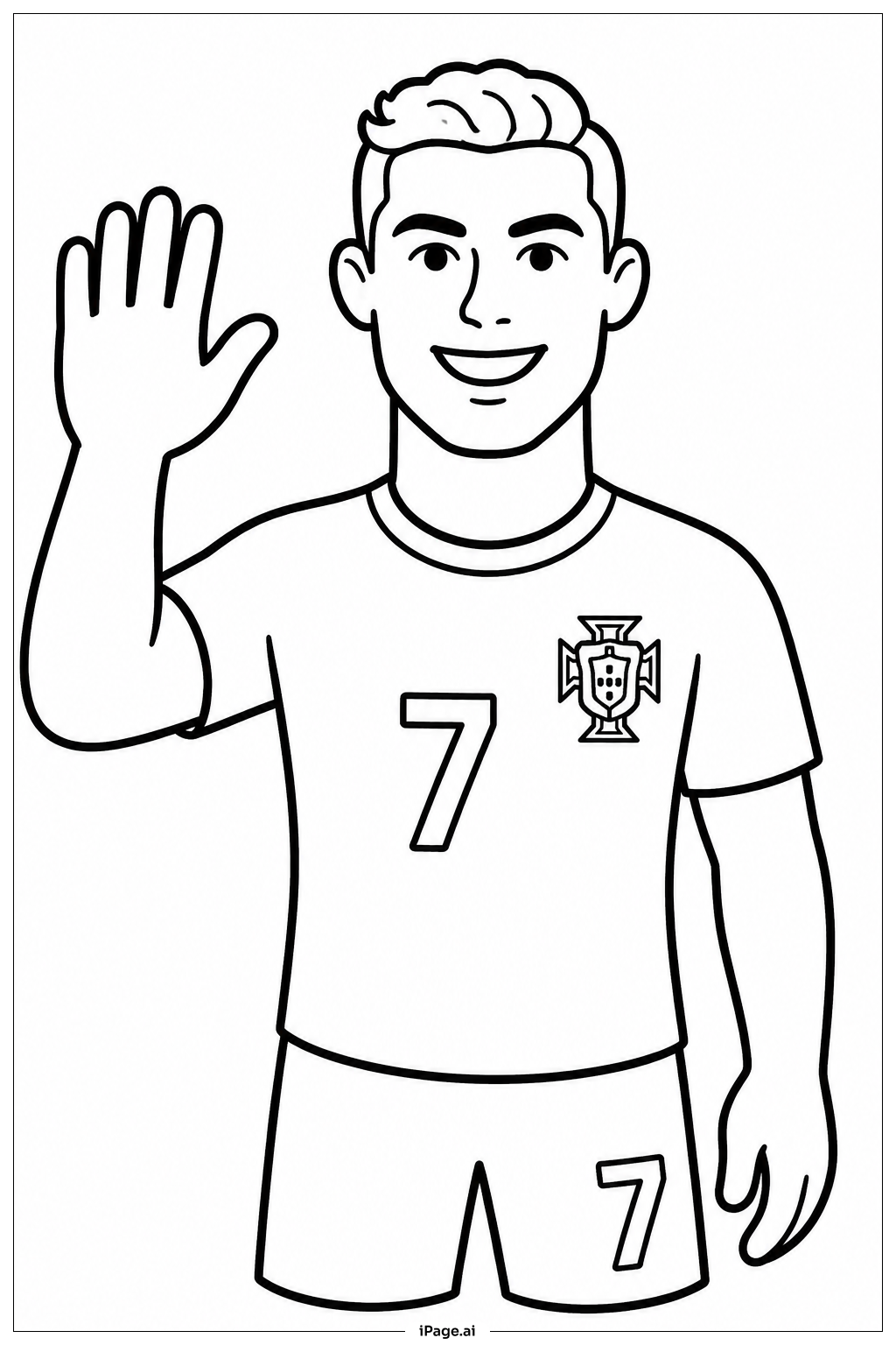 Cristiano Ronaldo Waving Hand Coloring Page