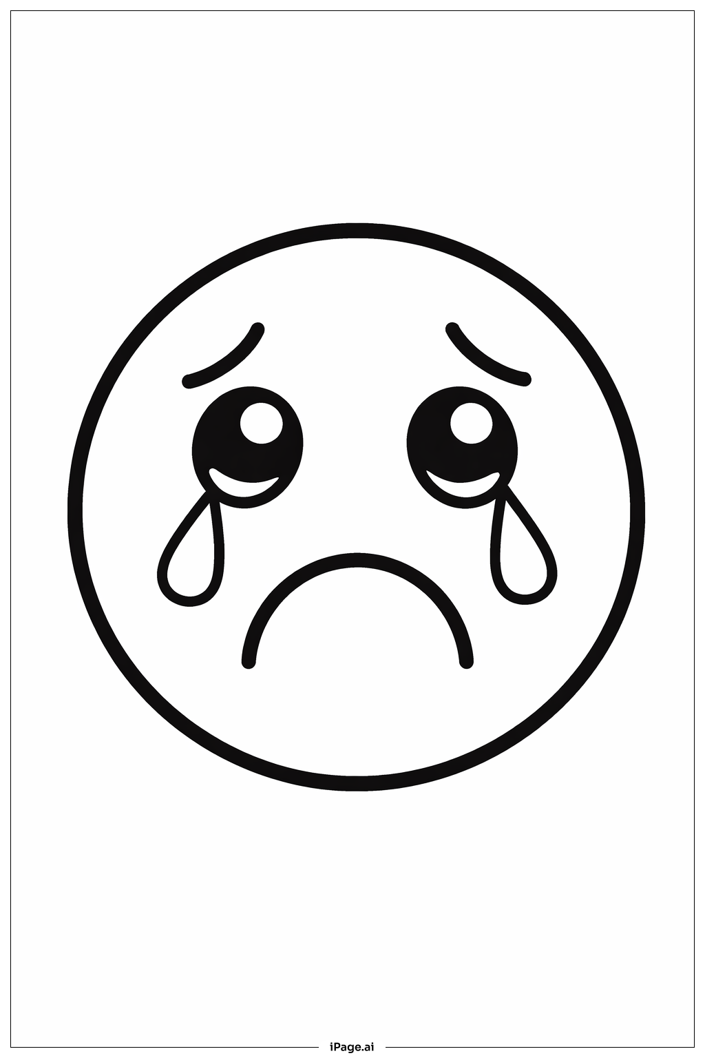  Page de coloriage Emoji qui pleure 