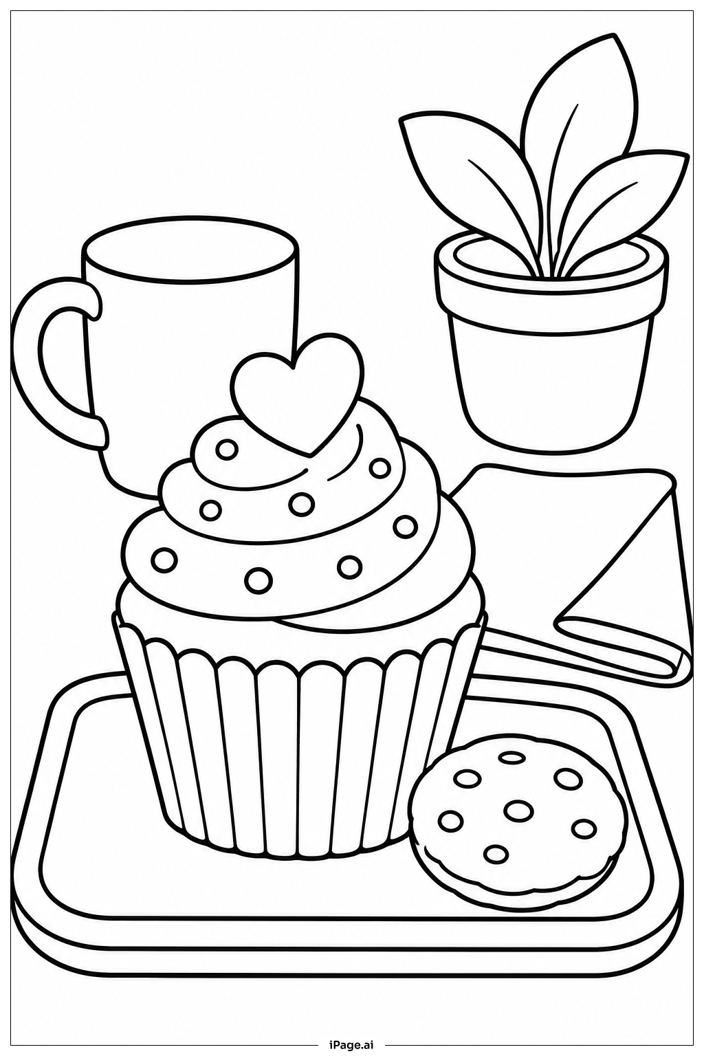 Cupcake und Kekstablett Ausmalseite