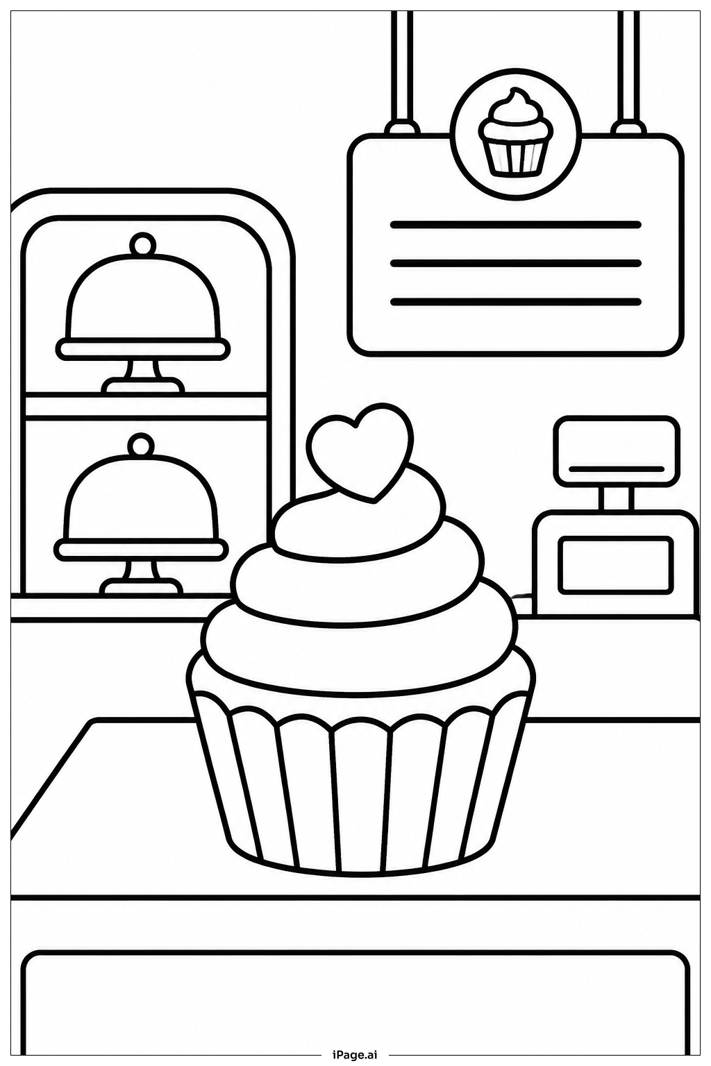  Cupcake Bakery Counter Coloring Page 