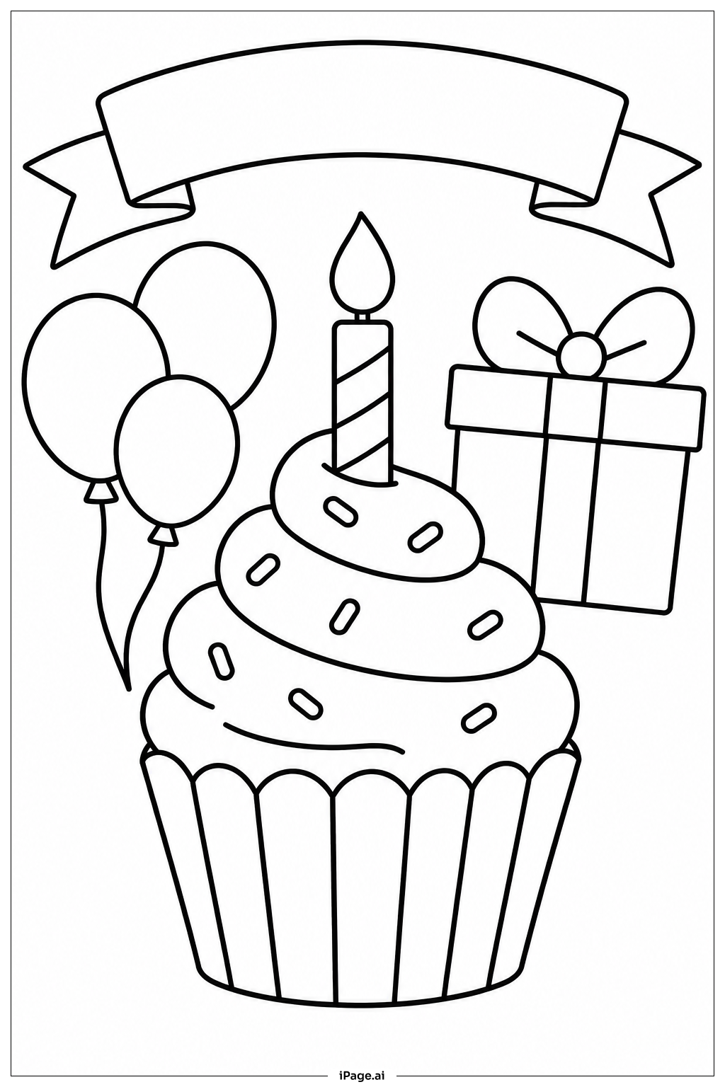 Cupcake-Geburtstagsparty Ausmalseite