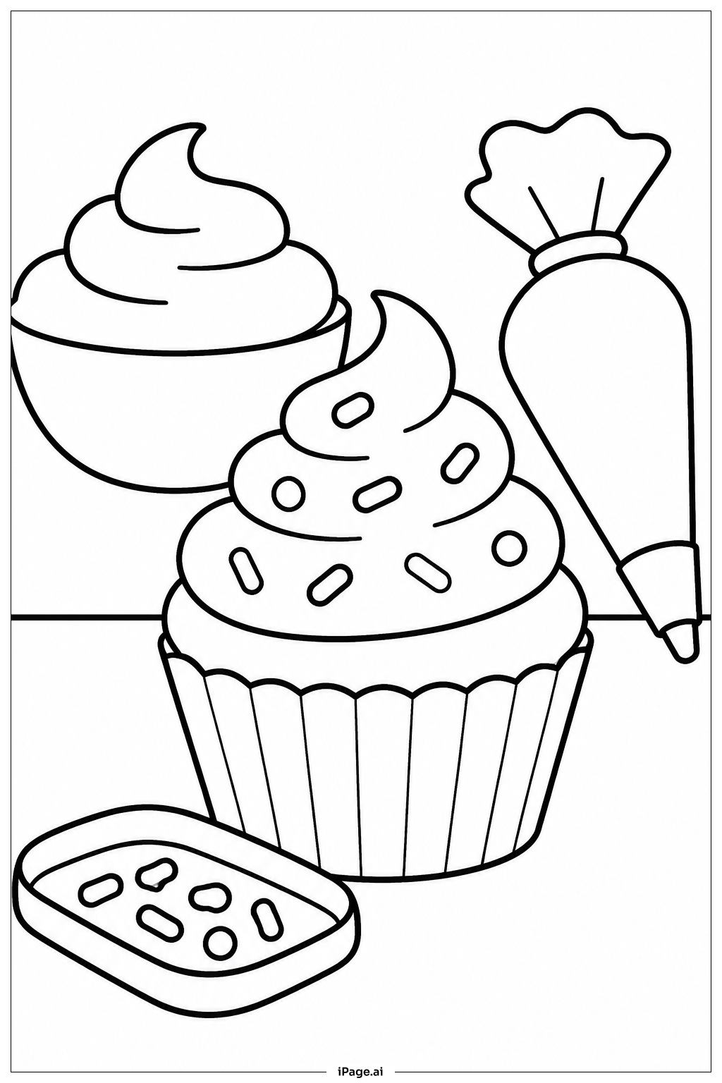  Cupcake Decorating Table Coloring Page 