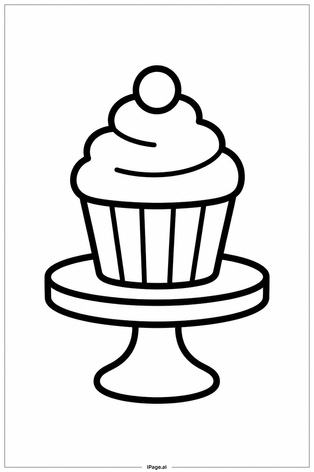 Cupcake On Stand Coloring Page