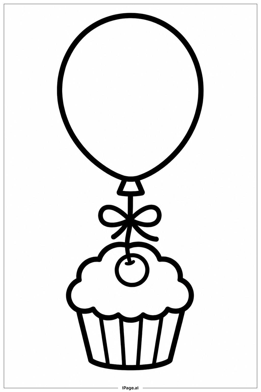 Página para colorear de Cupcake Con Globo