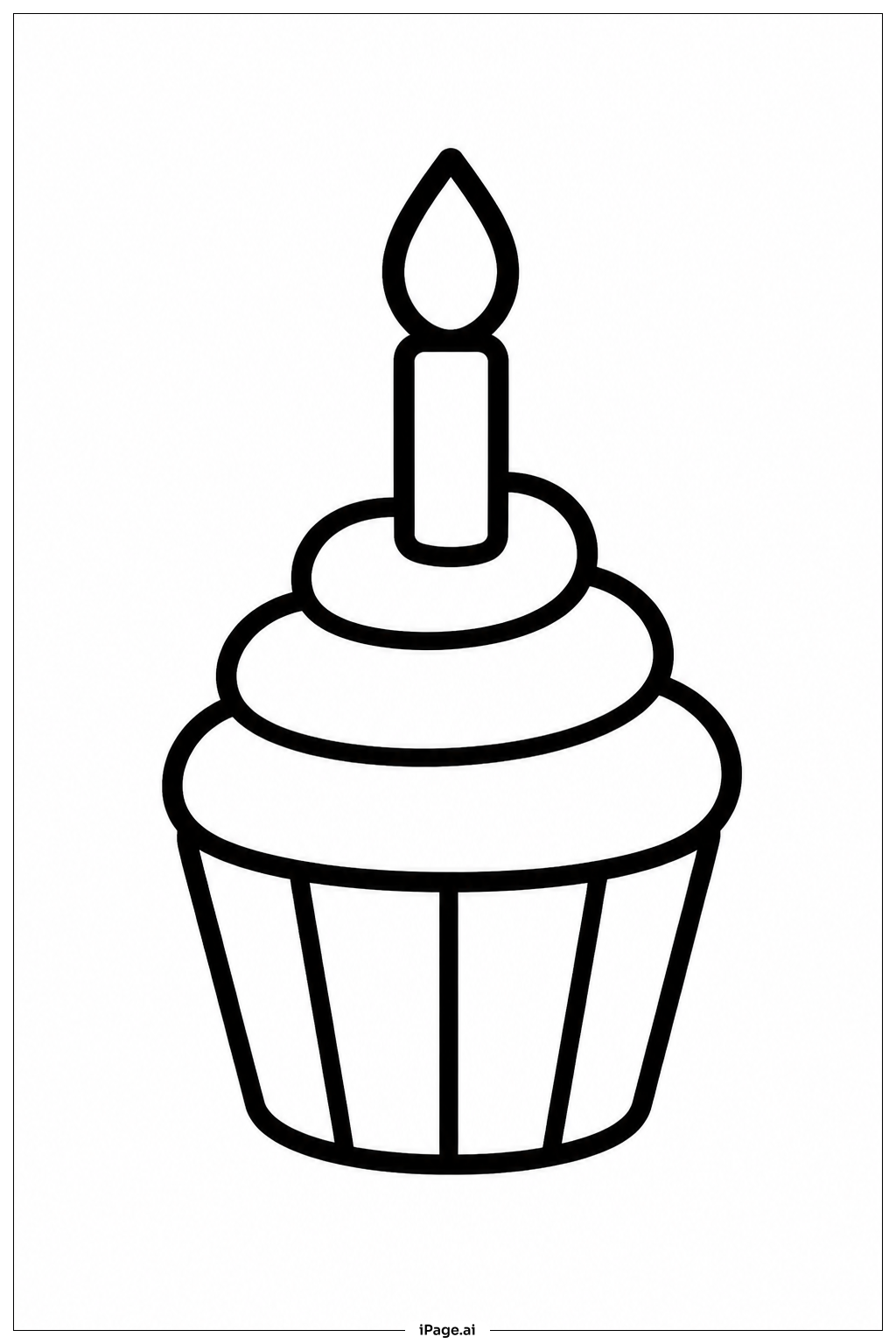 Cupcake With Candle Coloring Page