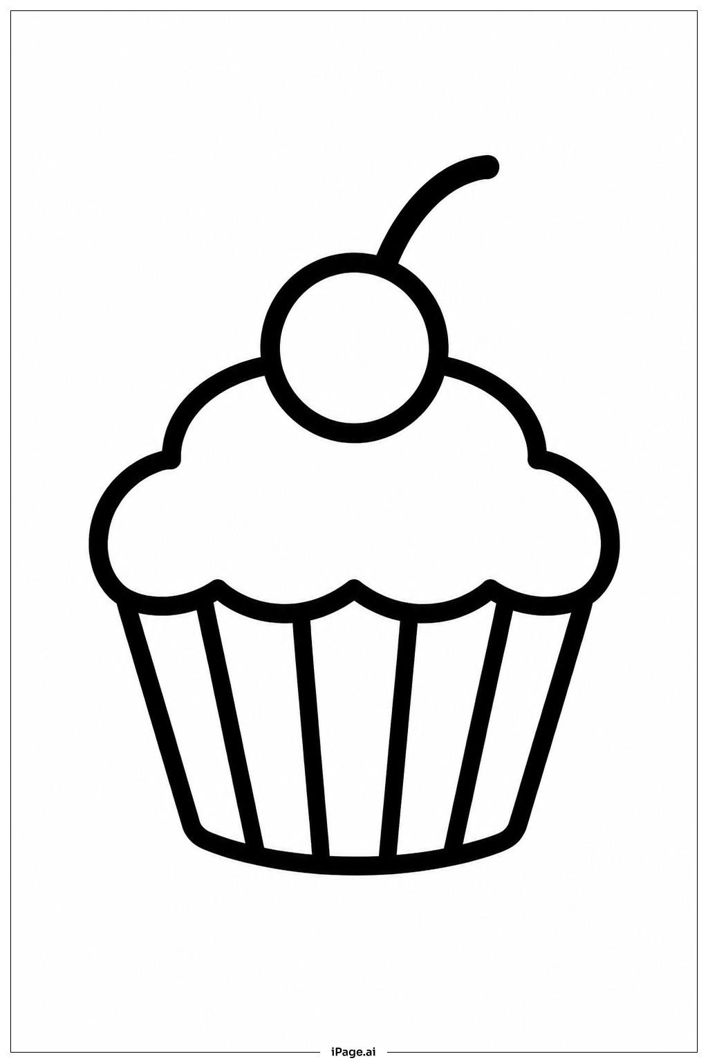 Cupcake With Cherry Coloring Page