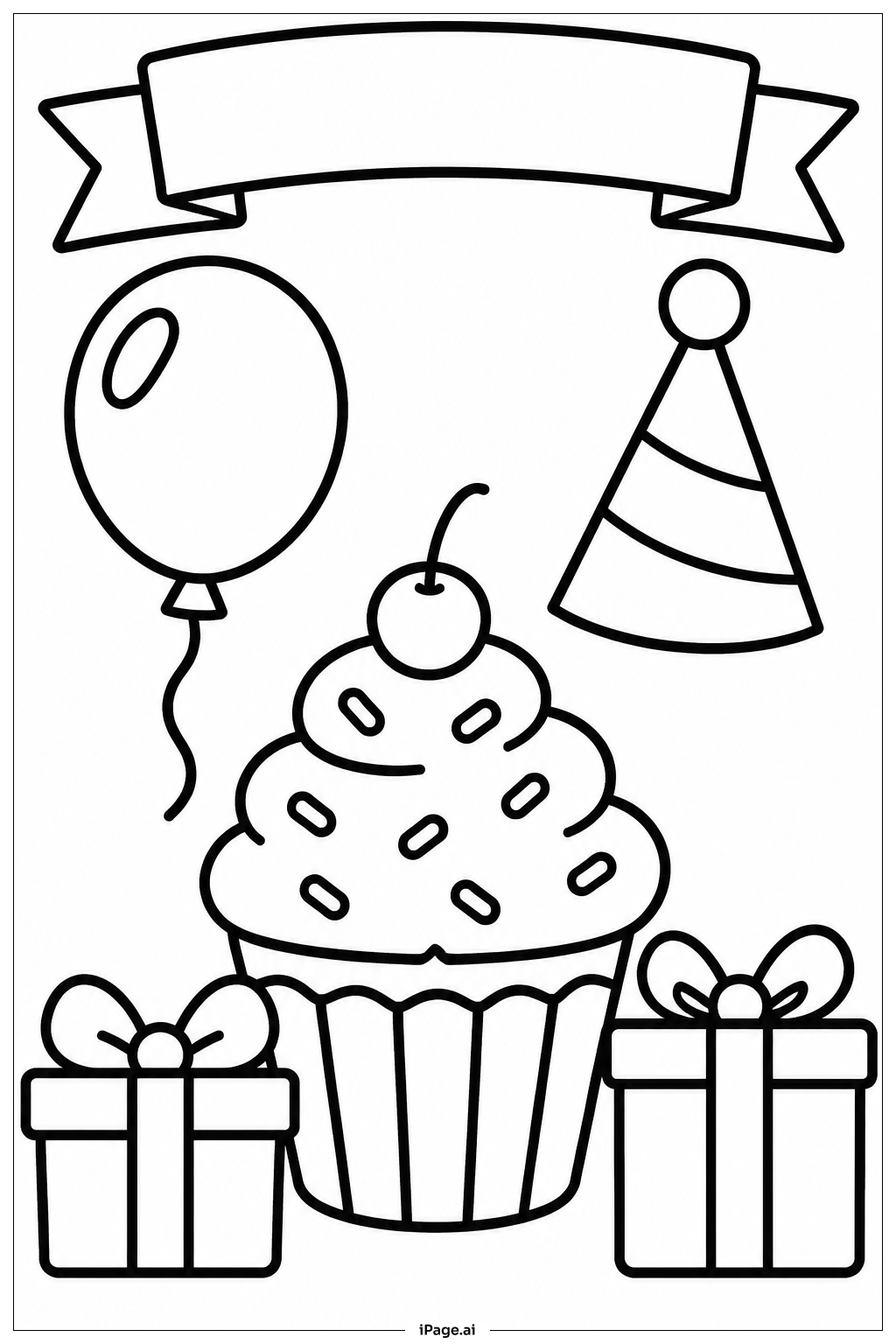 Cupcake mit Geschenken Ausmalseite