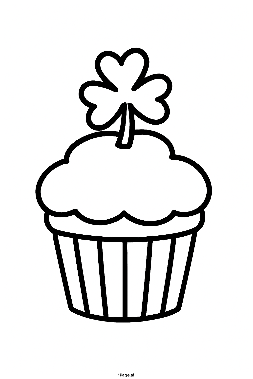  Cupcake With Shamrock St. Patrick's Day Coloring Page 