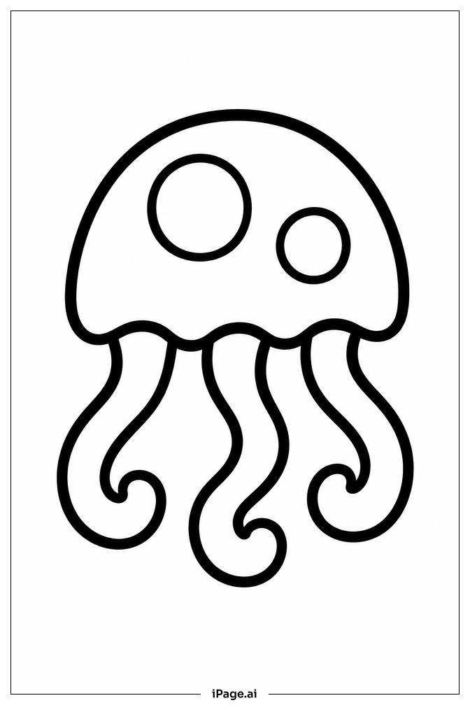 Página para colorear de Medusa de Tentáculos Rizados