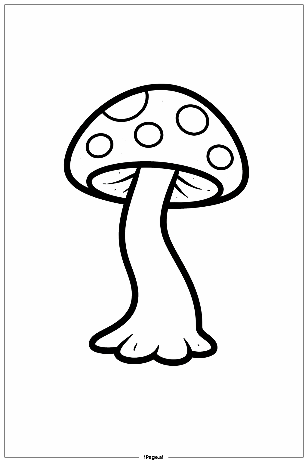  Page de coloriage Champignon à Tige Courbe 