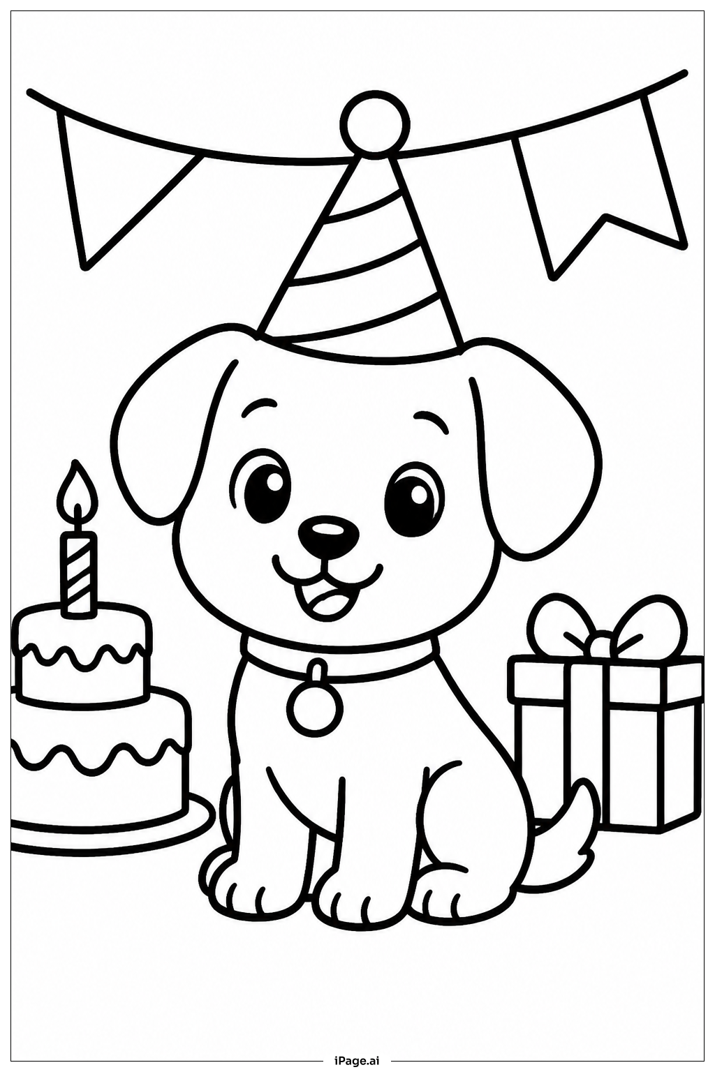 Cute Animal Birthday Party Coloring Page