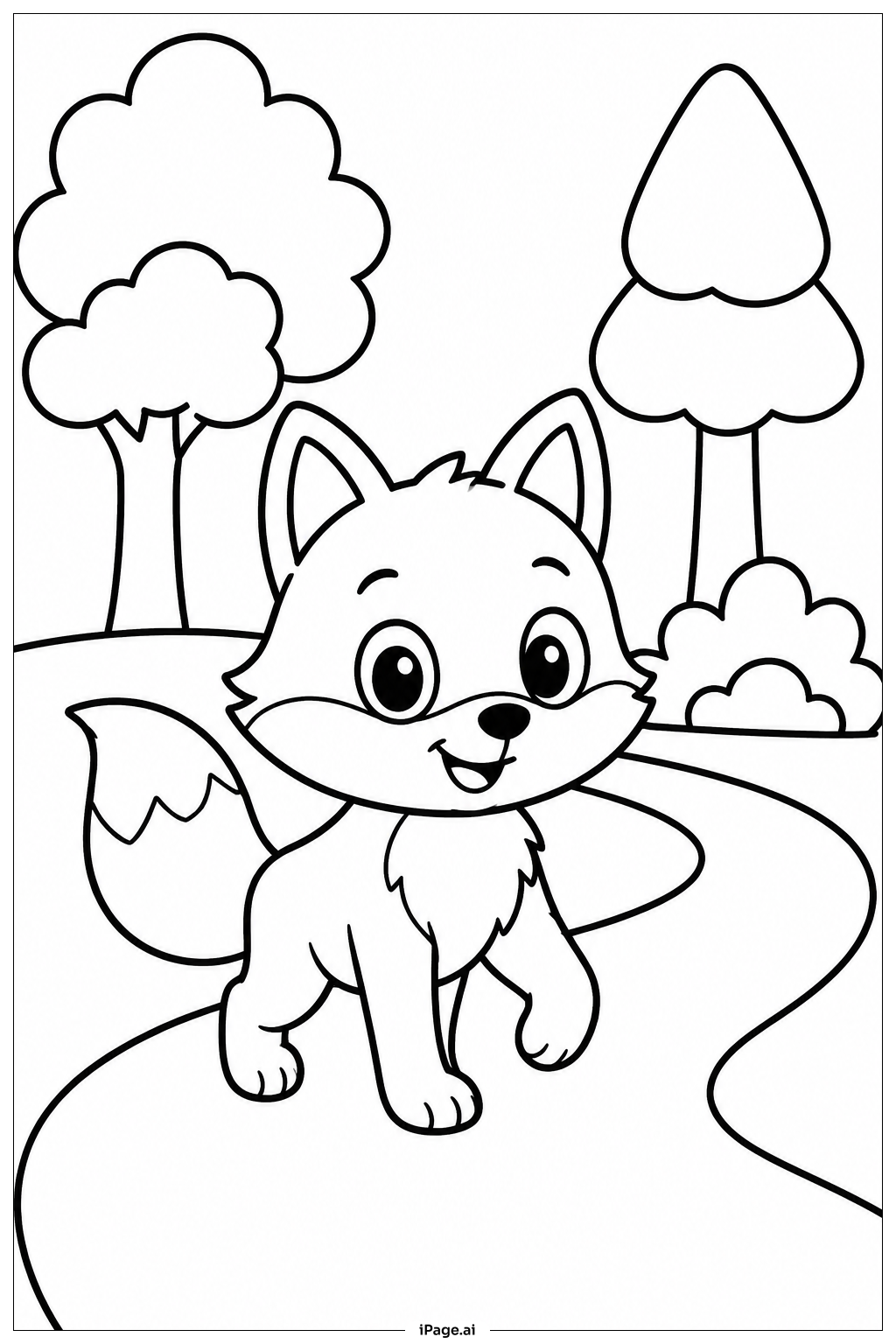 Cute Animal Forest Walk Coloring Page