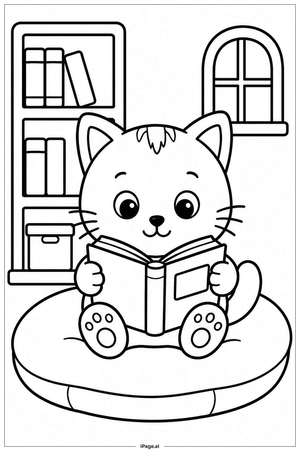 Page de coloriage Heure du Conte des Animaux Mignons