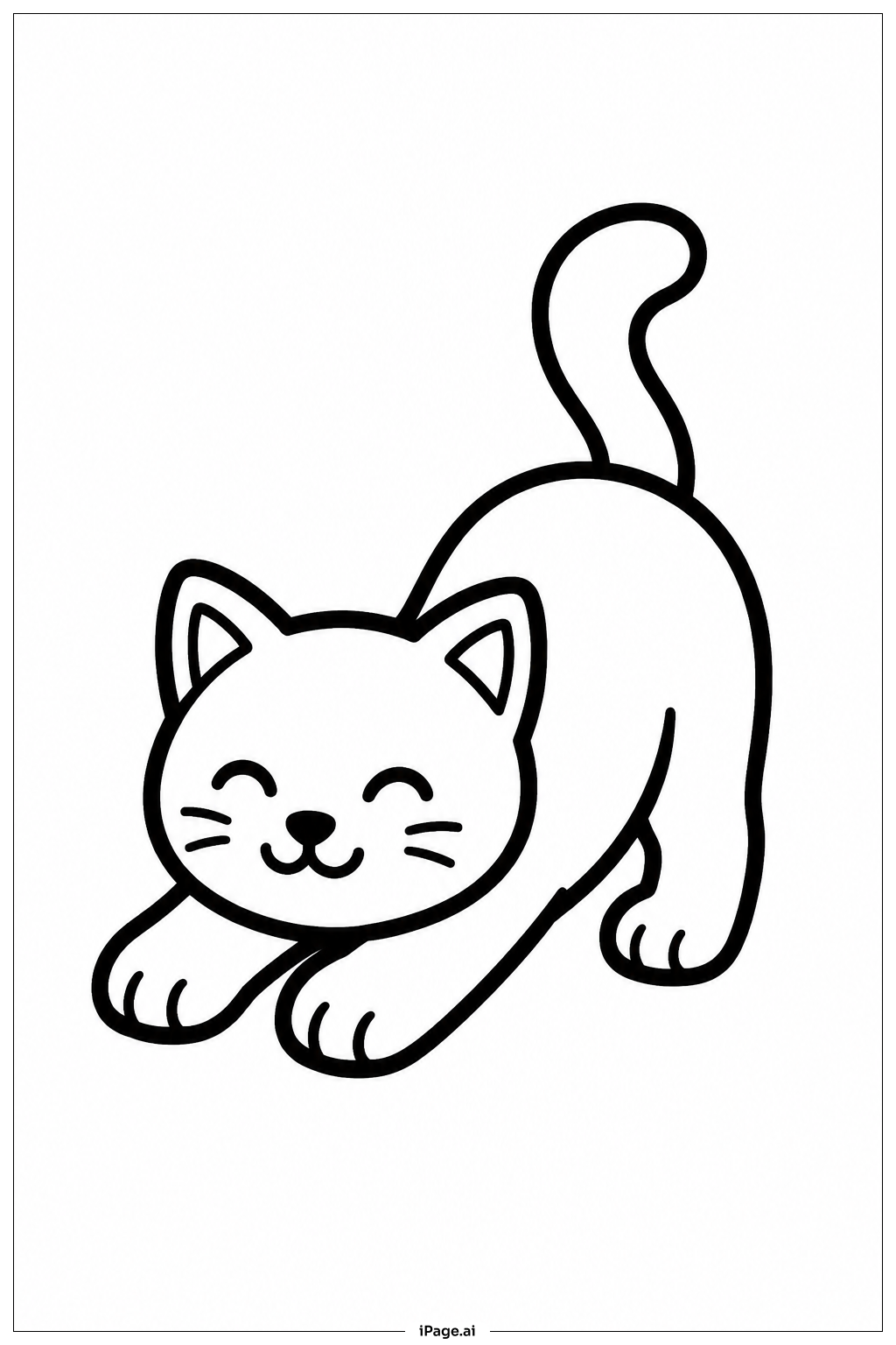 伸懒腰的小猫填色页