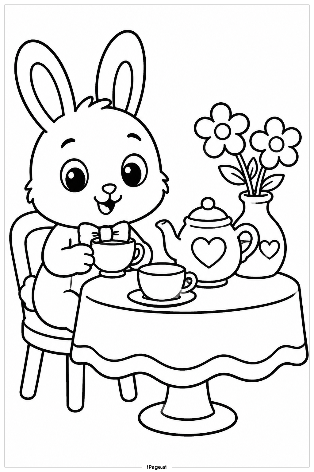 Página para colorir de Festa do Chá dos Animais Fofos