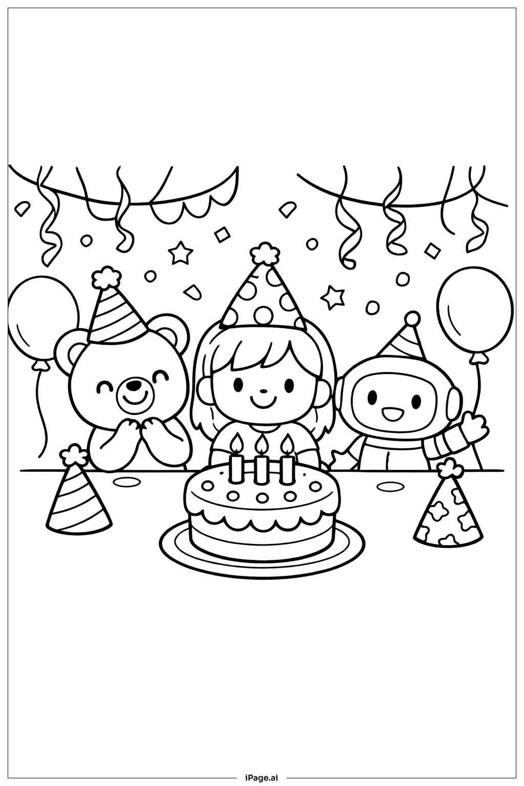 Trang tô màu Cảnh Tiệc Sinh Nhật Dễ Thương