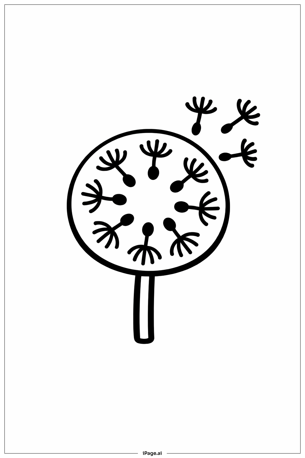 Cute Dandelion Flowers Coloring Page