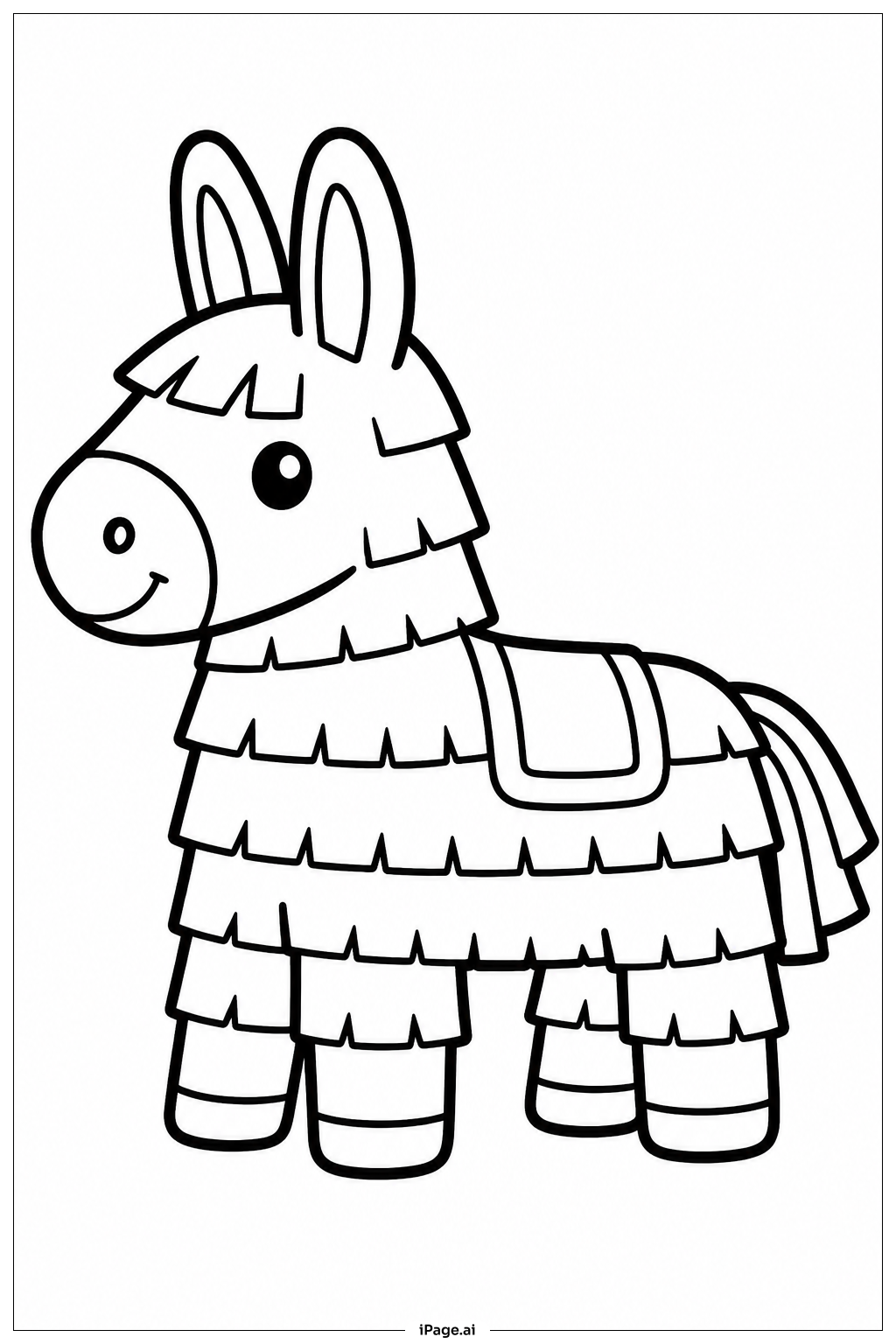 Página para colorear de Piñata de burro tierno
