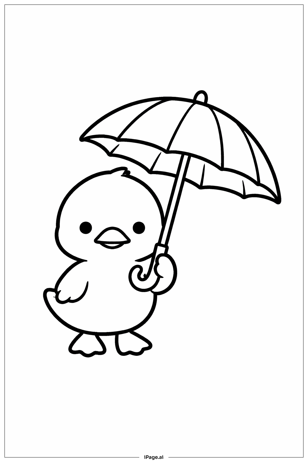 Trang tô màu Vịt Con Dễ Thương Cầm Ô