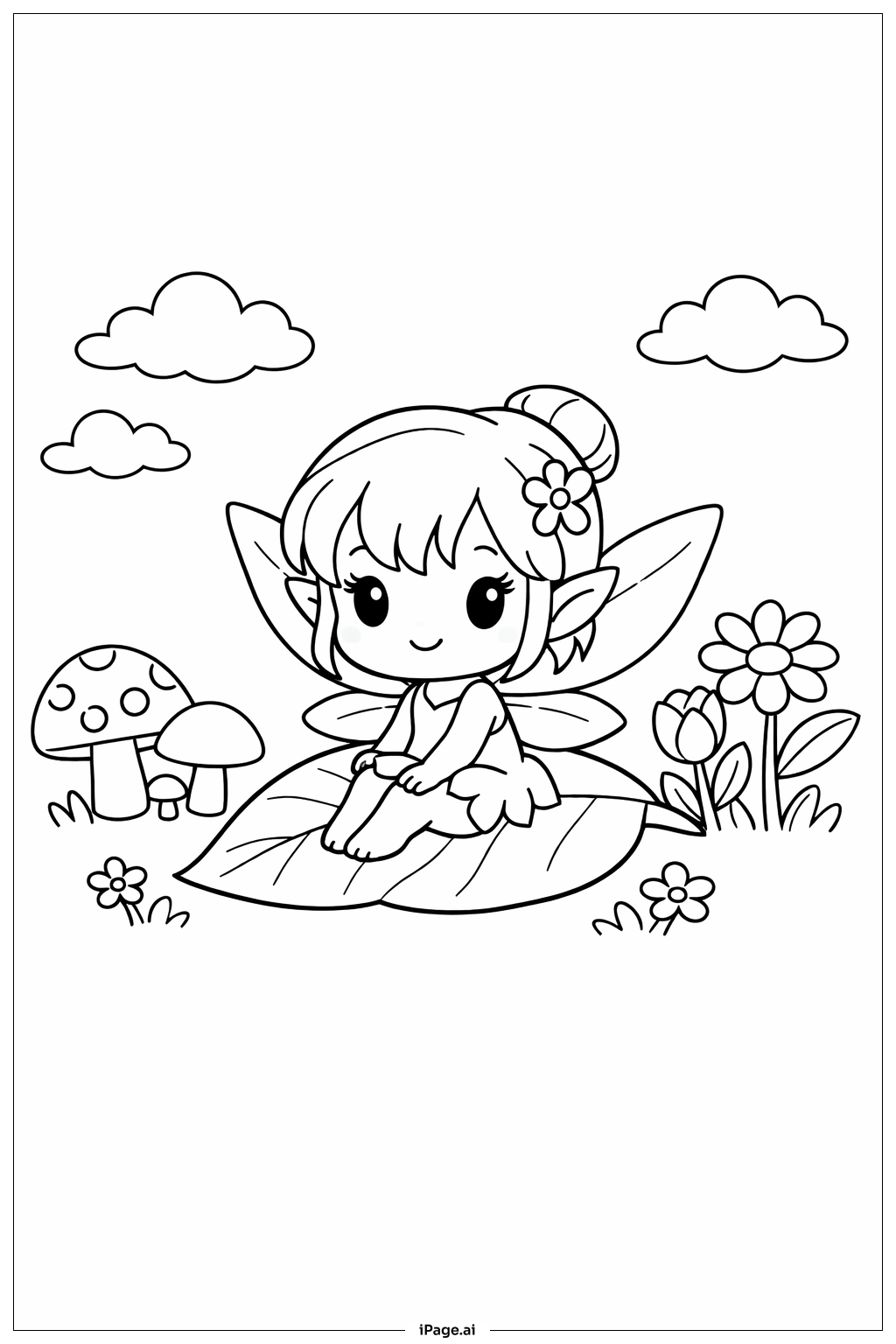 Trang tô màu Tiên Nữ Dễ Thương Trong Vườn