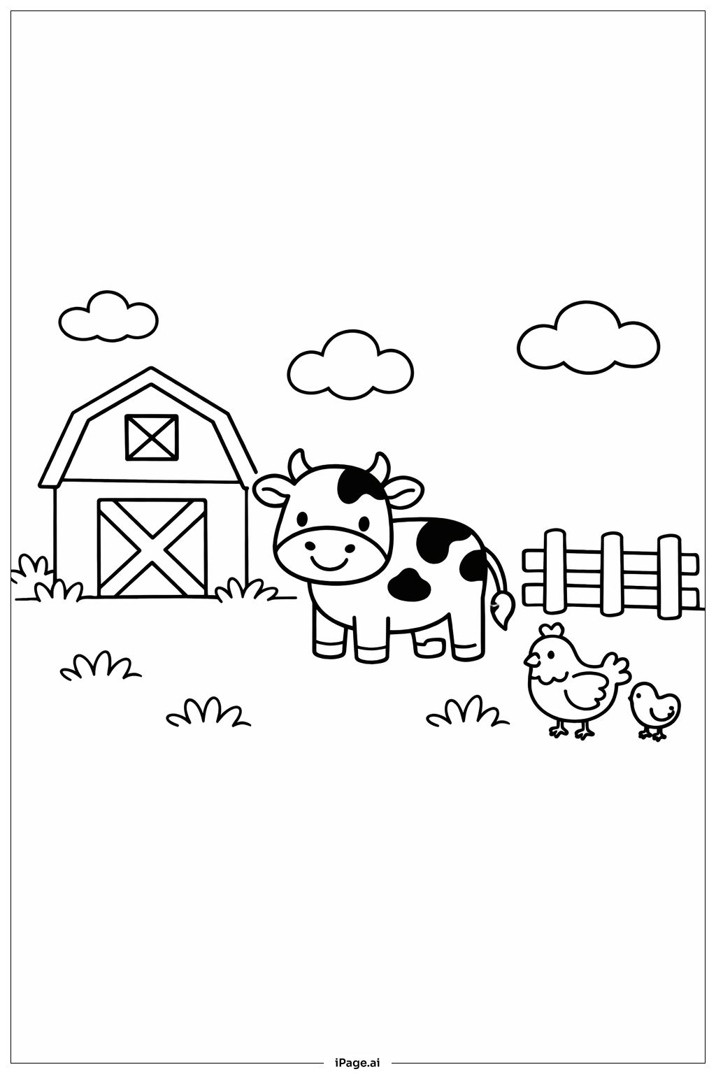 Trang tô màu Cảnh Trang Trại Dễ Thương