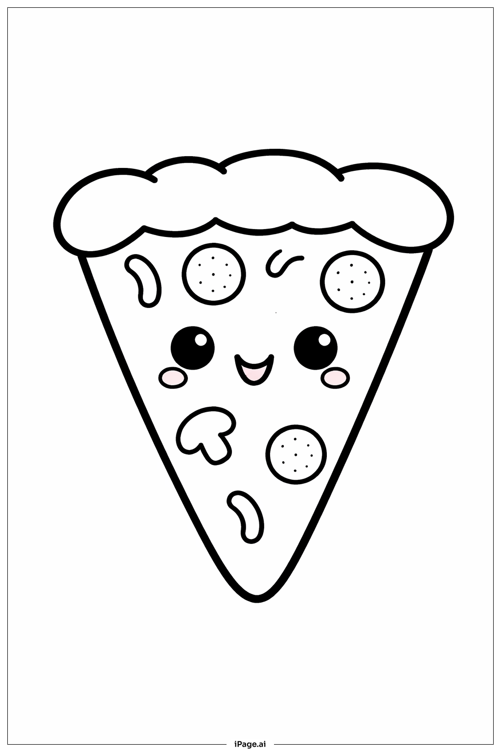  Niedliches Baby-Pizzastück Ausmalseite 