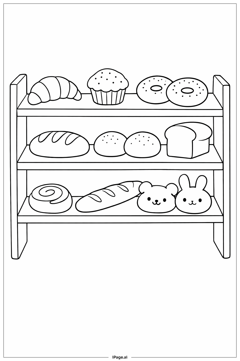  Niedliches Bäckerei-Regal Ausmalseite 