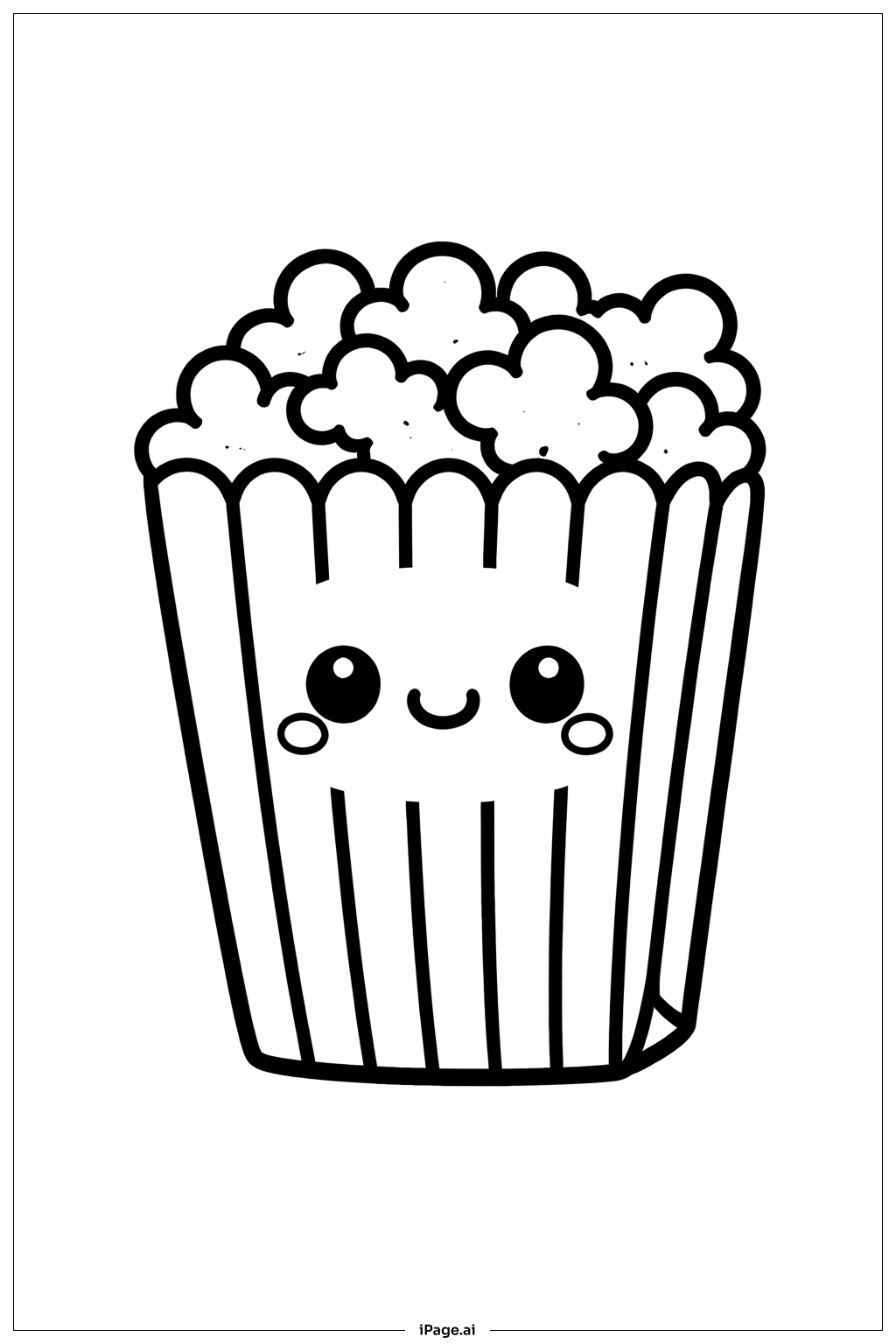  Niedliche Lebensmittel Niedliche Popcorntüte Ausmalseite 