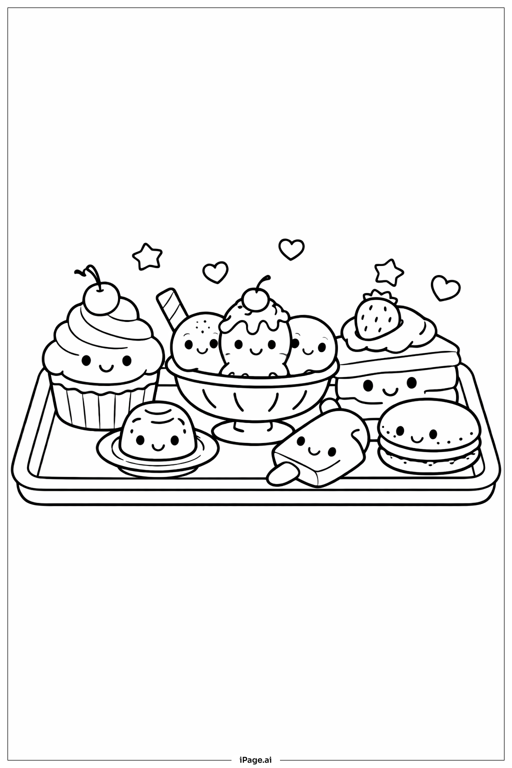  Niedliches Desserttablett Ausmalseite 