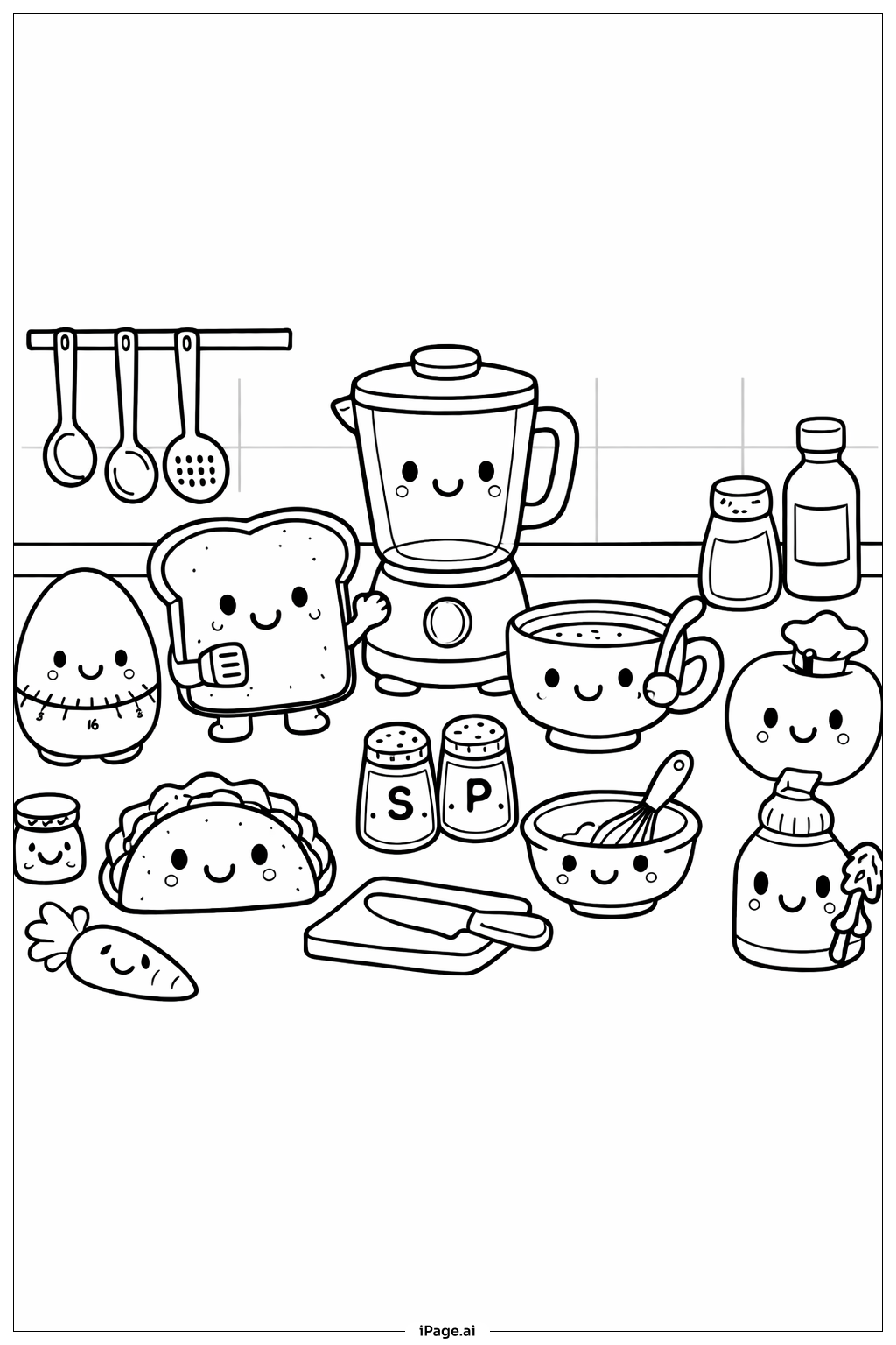  Niedliche Küchenhelfer Ausmalseite 