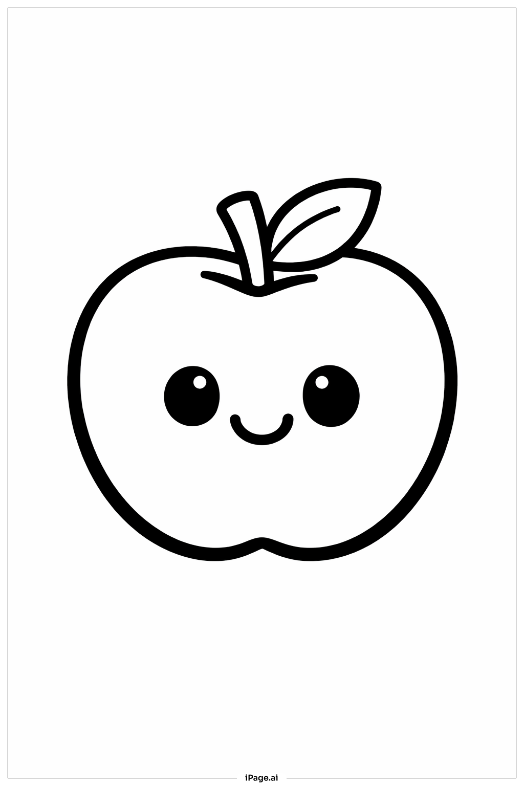  Niedlicher lachender Apfel Ausmalseite 