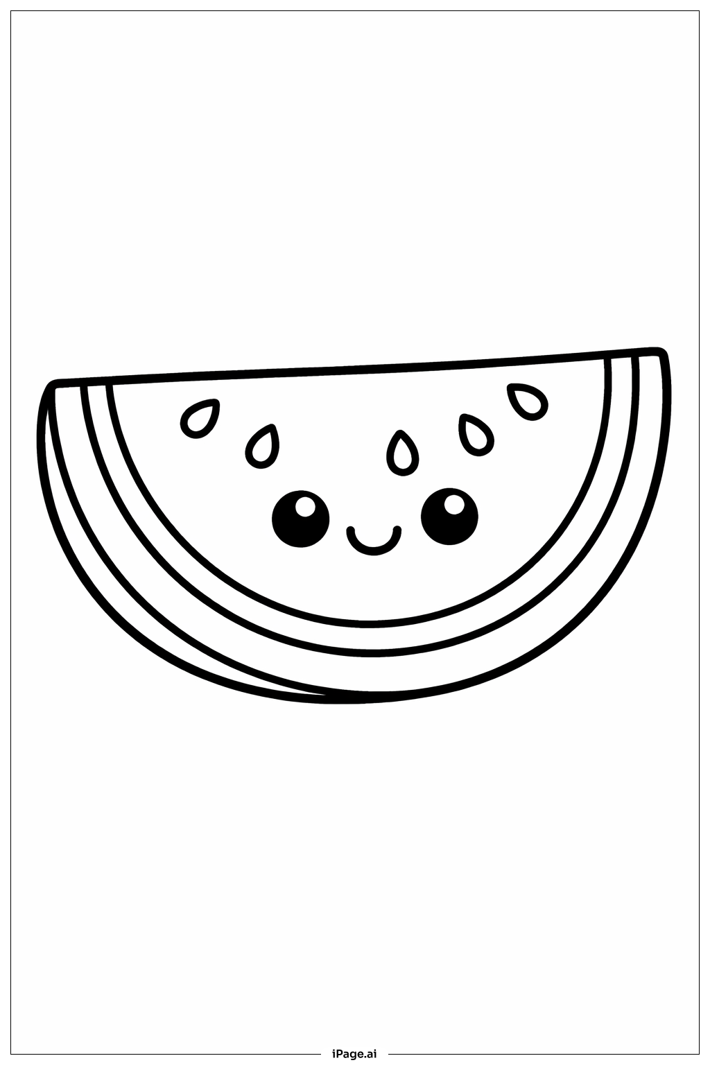  Niedliche, lächelnde Wassermelone Ausmalseite 