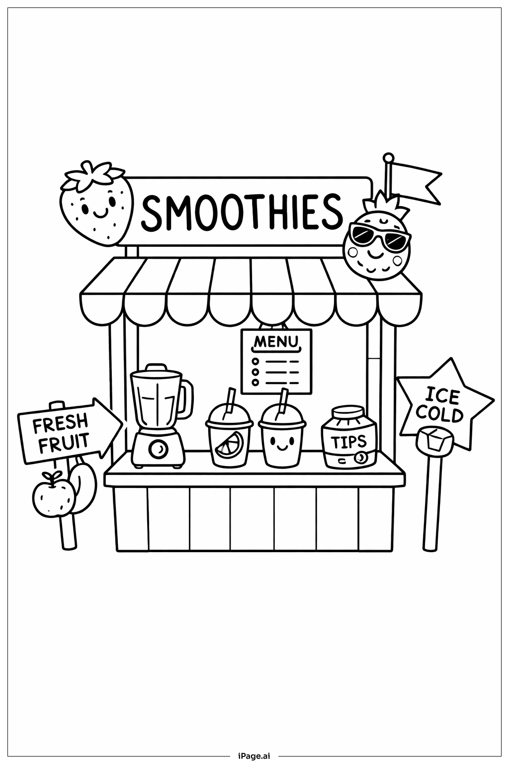  Niedlicher Smoothie-Stand Ausmalseite 