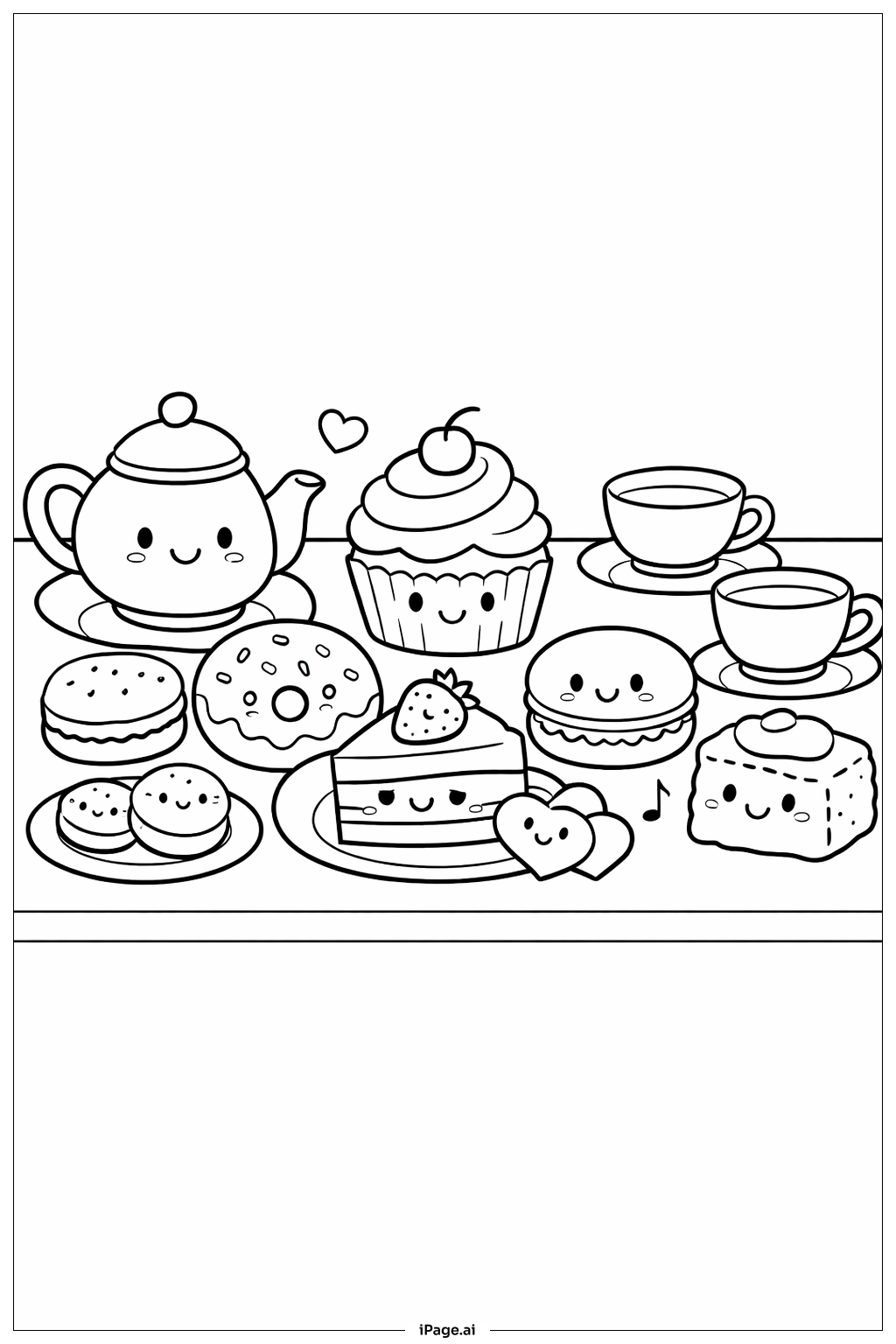  Süßes Teezeit-Set Ausmalseite 