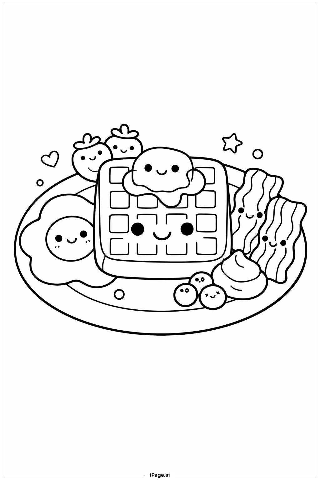 Niedlicher Frühstücksteller mit Waffel