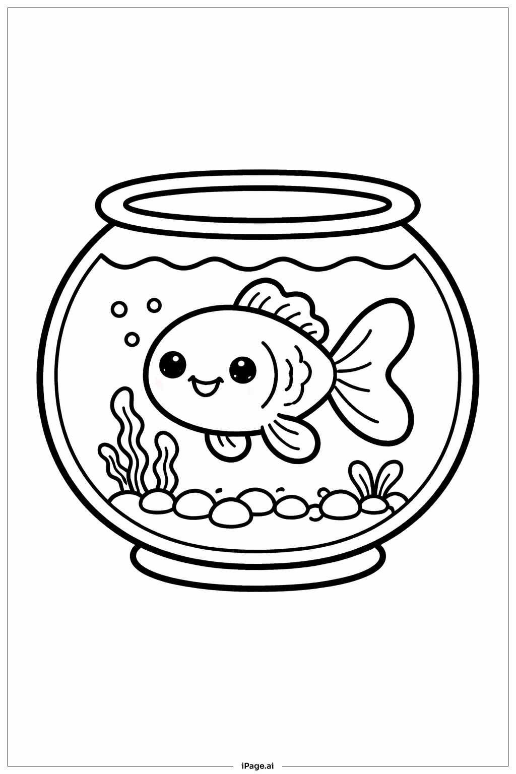 Trang tô màu Cá Vàng Dễ Thương Trong Bể Cá